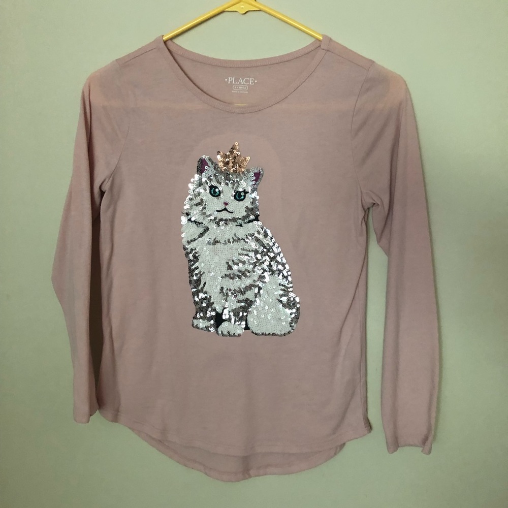 Children’s Place Pink Sequin Graphic Cat Top